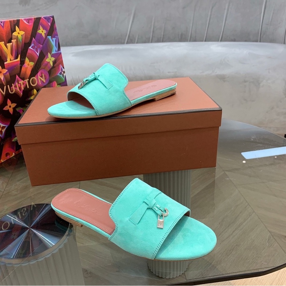 Loro Piana Women's Blue Slippers, Size 38